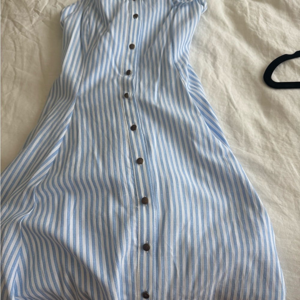 Aqua Blue and White Sleeveless Sundress